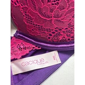 Cacique Intimates Bra 44D Purple Pink Lace Full Coverage Underwire